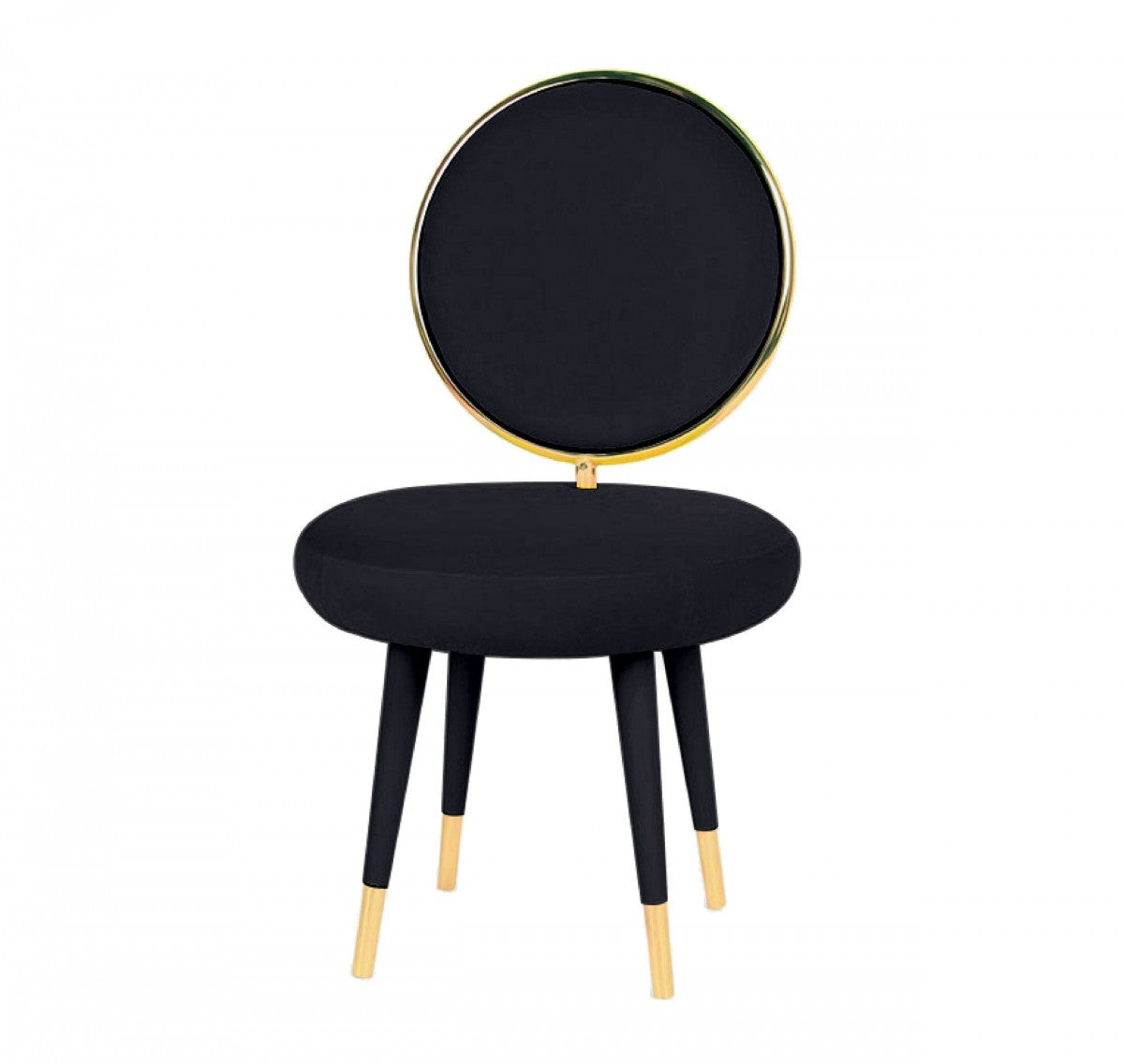 Set of Two 21" Black And Black And Gold Velvet Side Chair-0
