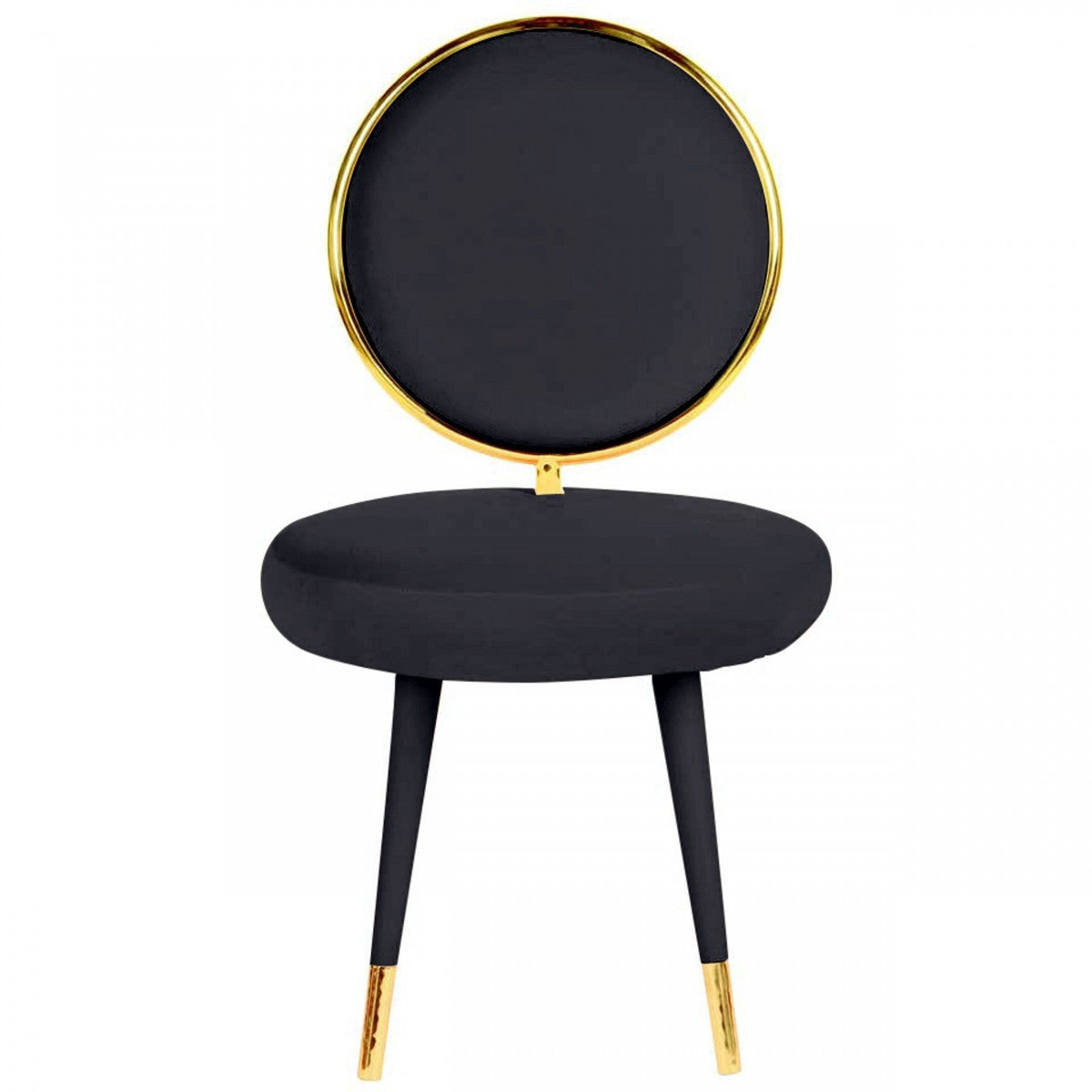 Set of Two 21" Black And Black And Gold Velvet Side Chair-1