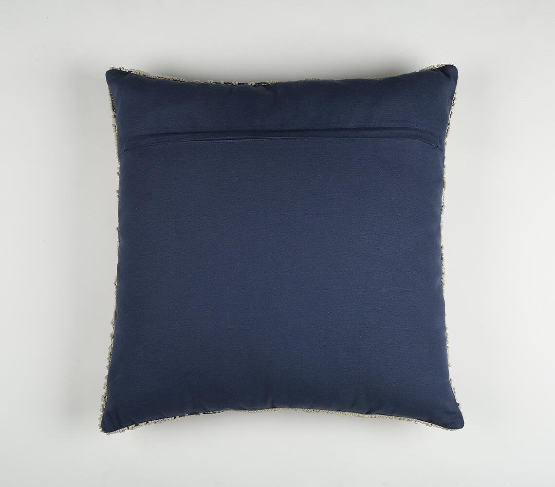 20" Blue and Ivory Hand Woven Abstract Indoor Outdoor Throw Pillow Cover With Texture-2