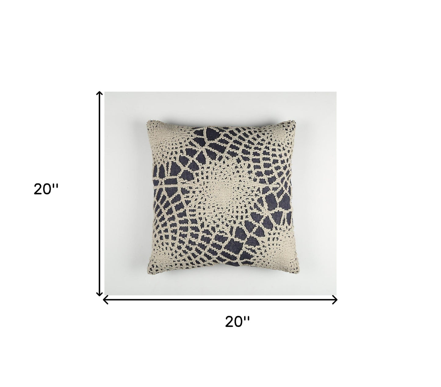 20" Blue and Ivory Hand Woven Abstract Indoor Outdoor Throw Pillow Cover With Texture-6