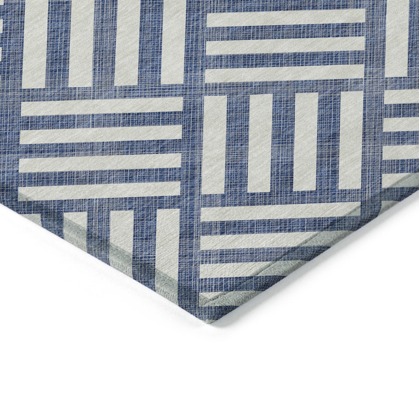 3' X 5' Navy Blue And Ivory Geometric Washable Indoor Outdoor Area Rug-3