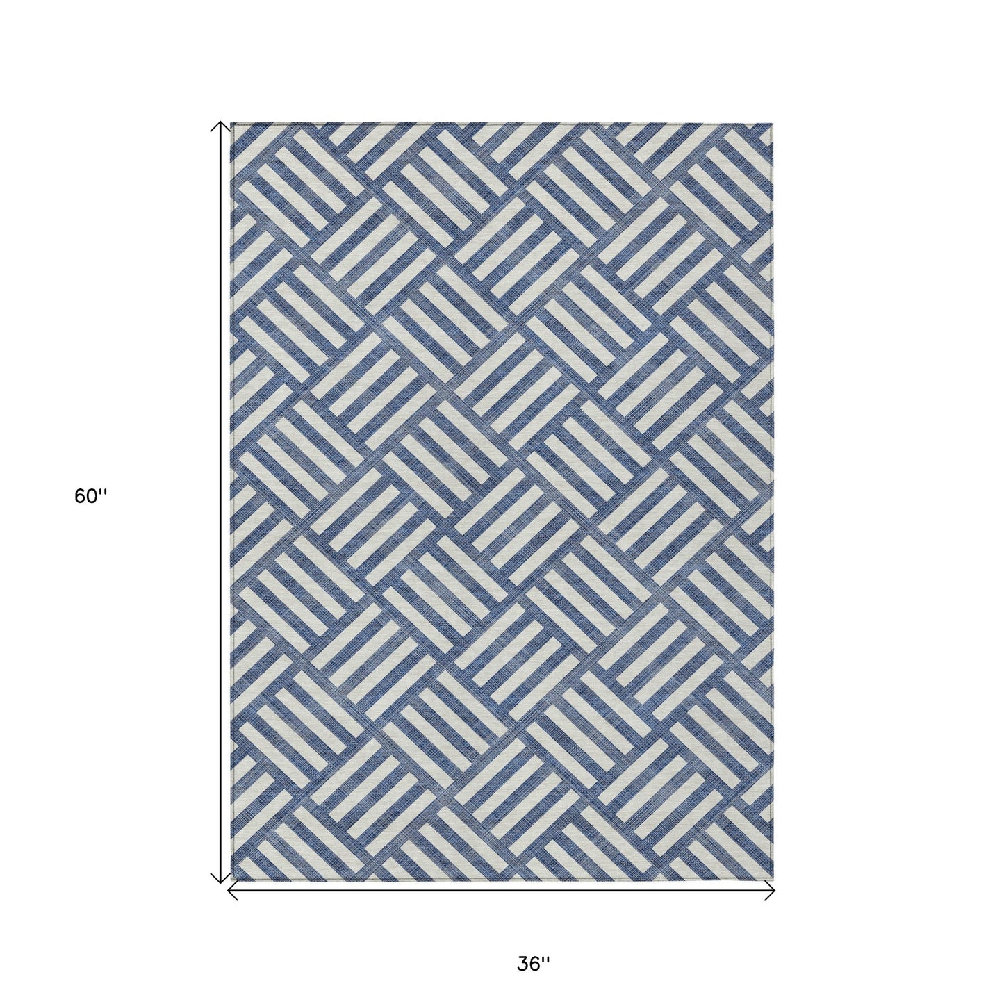 3' X 5' Navy Blue And Ivory Geometric Washable Indoor Outdoor Area Rug-2
