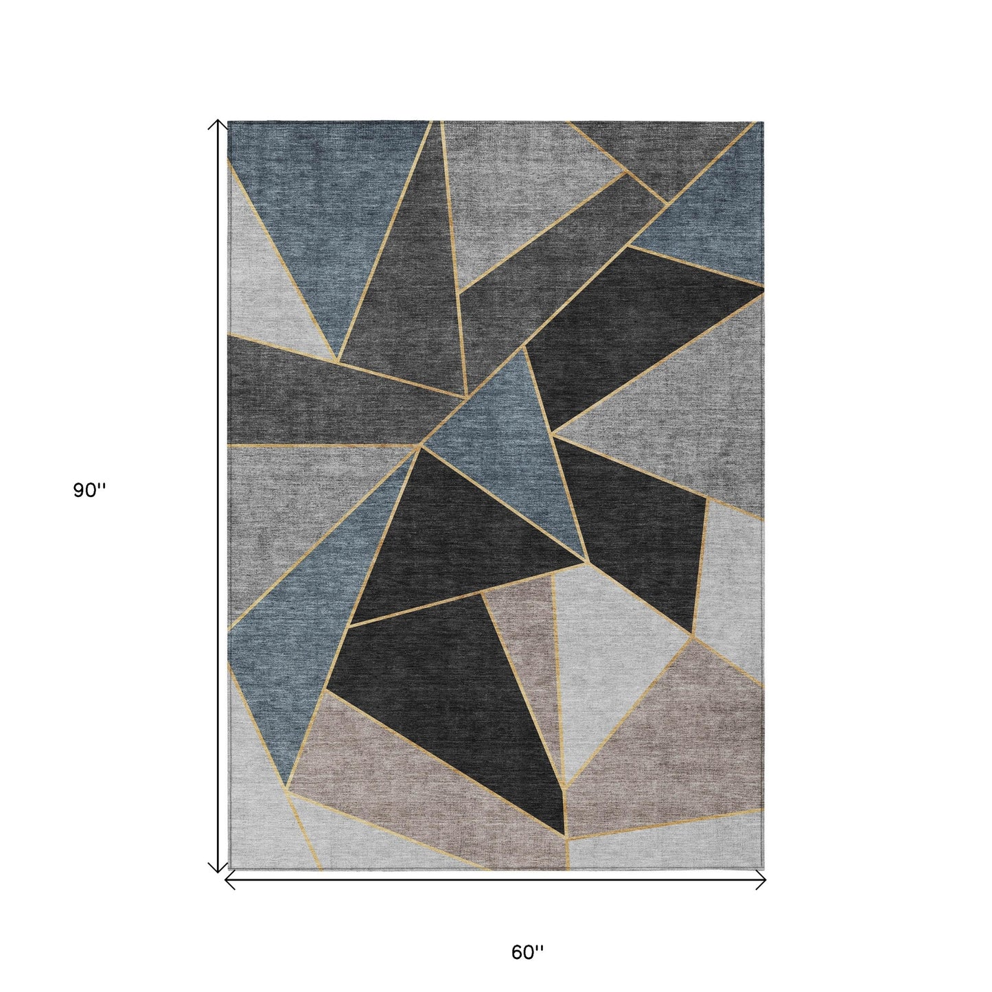 5' X 8' Blue Charcoal And Gray Geometric Washable Indoor Outdoor Area Rug-2