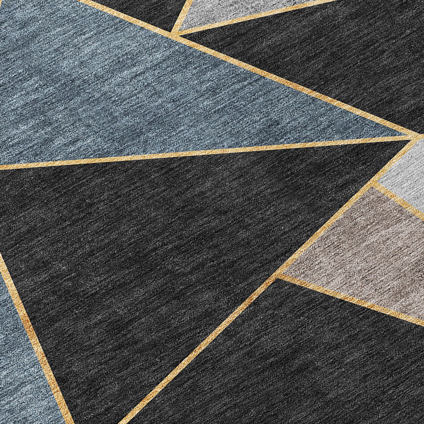 5' X 8' Blue Charcoal And Gray Geometric Washable Indoor Outdoor Area Rug-3