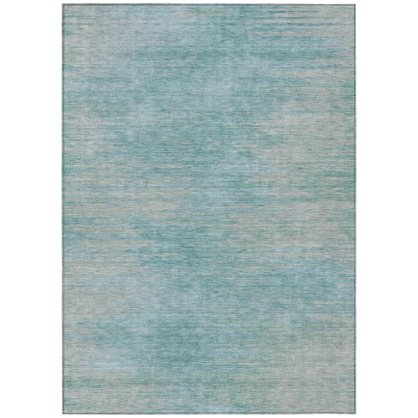 3' X 5' Aqua Teal Blue And Gray Abstract Washable Indoor Outdoor Area Rug-1
