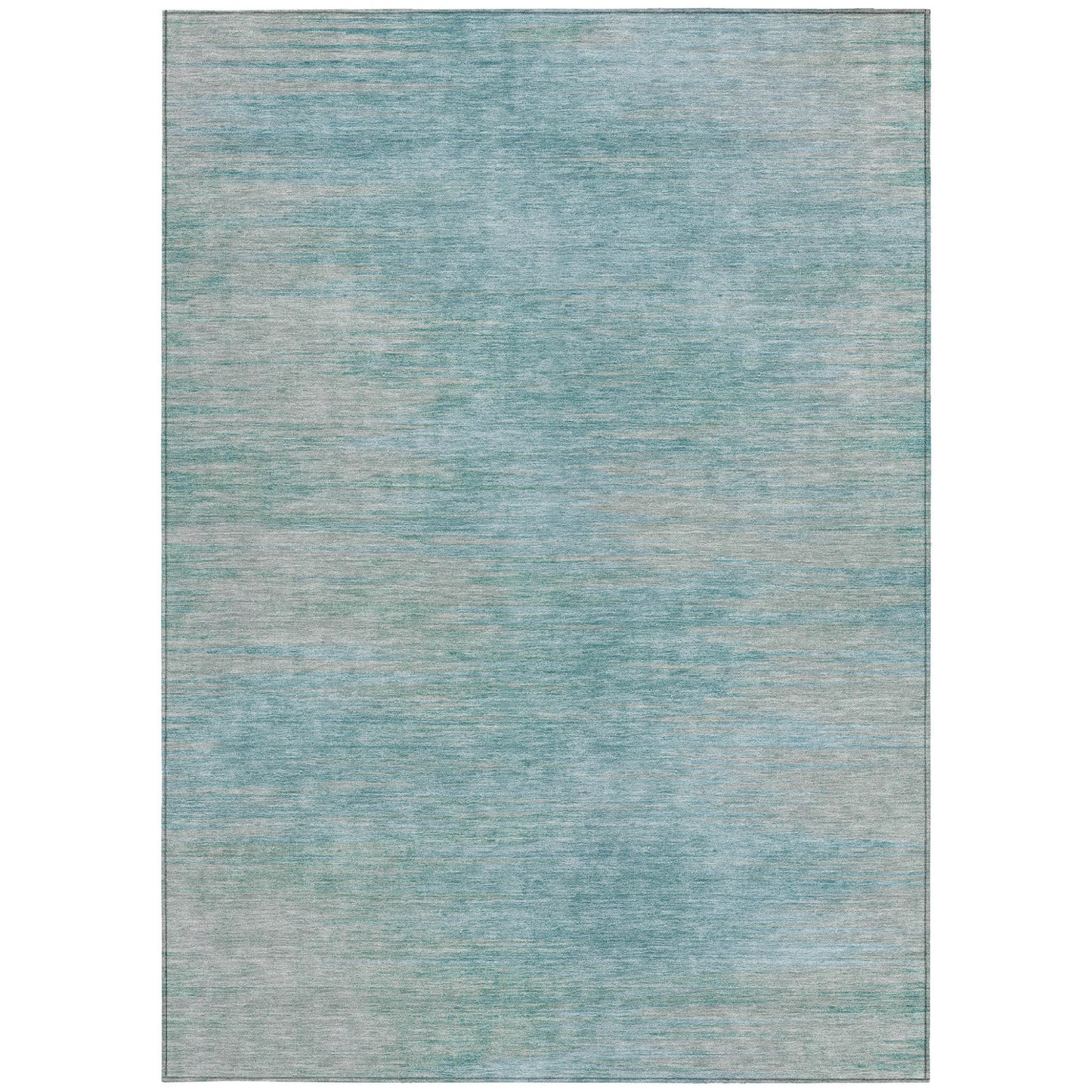 3' X 5' Aqua Teal Blue And Gray Abstract Washable Indoor Outdoor Area Rug-4