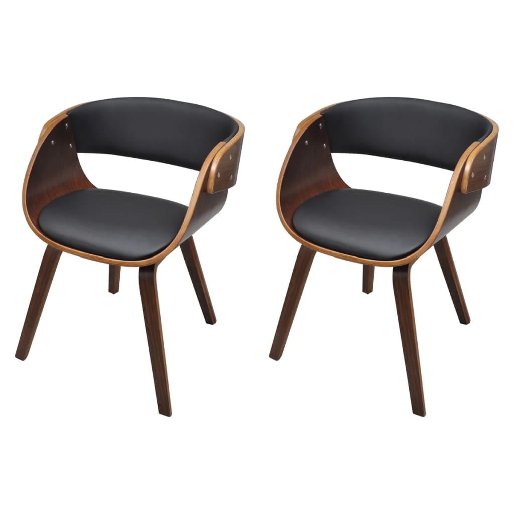vidaXL Dining Chair Kitchen Chair with Armrests Bent Wood and Faux Leather-0