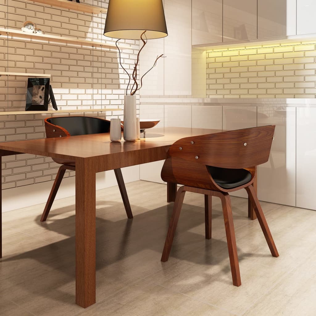 vidaXL Dining Chair Kitchen Chair with Armrests Bent Wood and Faux Leather-5