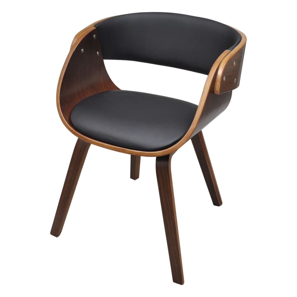 vidaXL Dining Chair Kitchen Chair with Armrests Bent Wood and Faux Leather-2