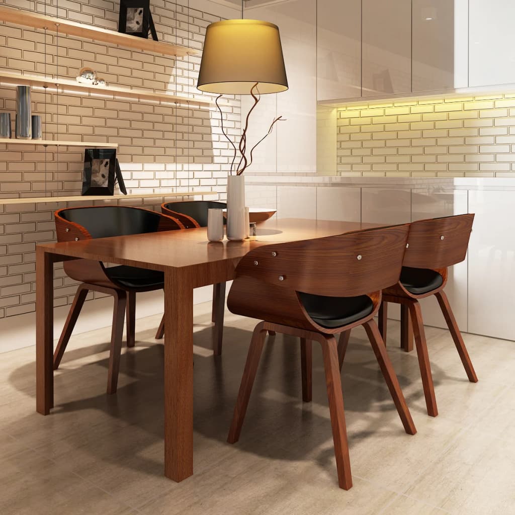 vidaXL Dining Chair Kitchen Chair with Armrests Bent Wood and Faux Leather-7