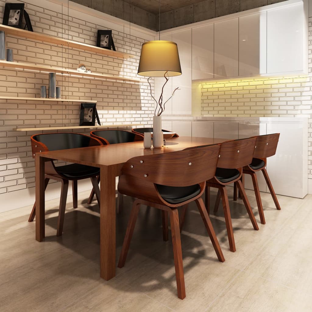 vidaXL Dining Chair Kitchen Chair with Armrests Bent Wood and Faux Leather-6