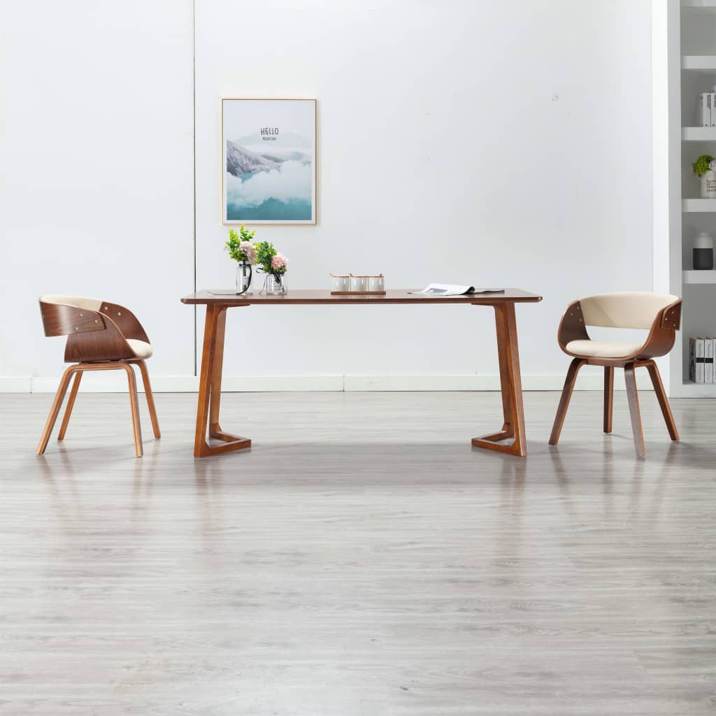 vidaXL Dining Chair Kitchen Chair with Armrests Bent Wood and Faux Leather-11