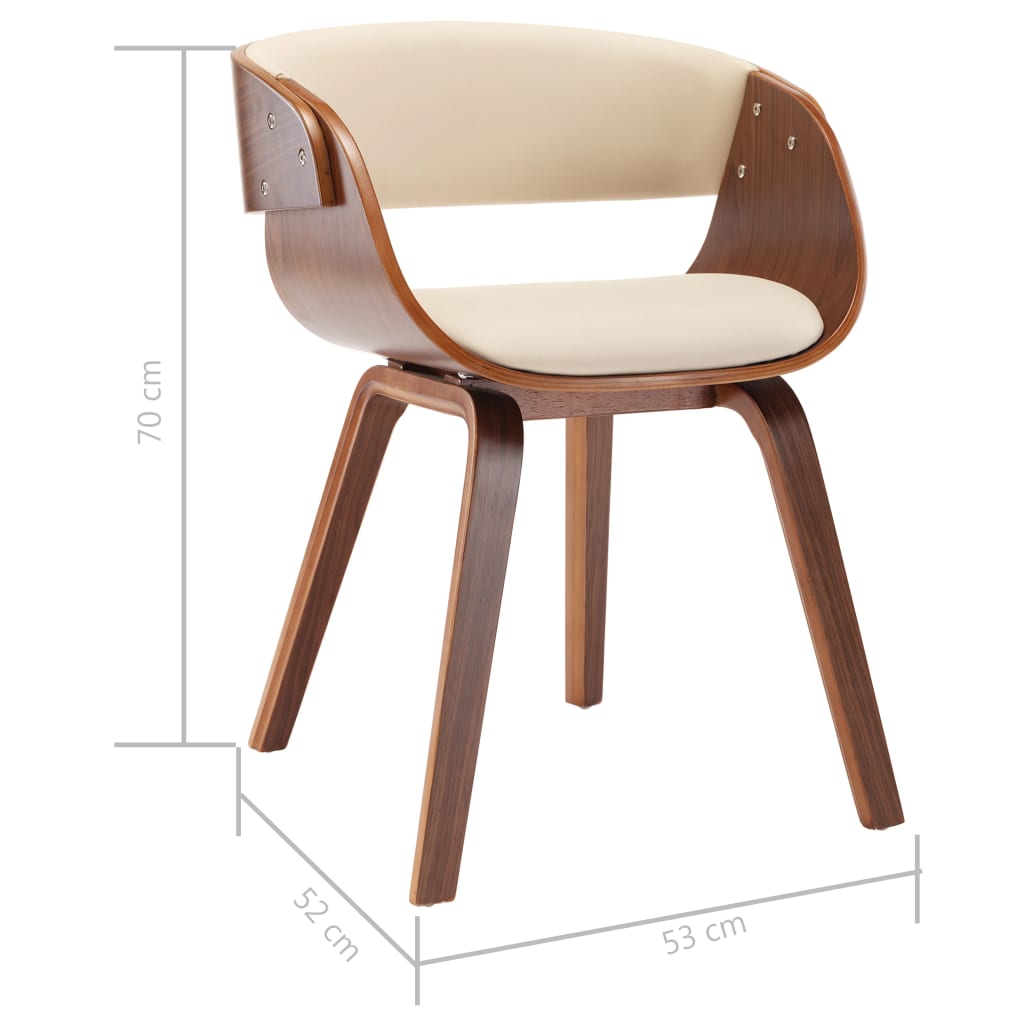 vidaXL Dining Chair Kitchen Chair with Armrests Bent Wood and Faux Leather-3