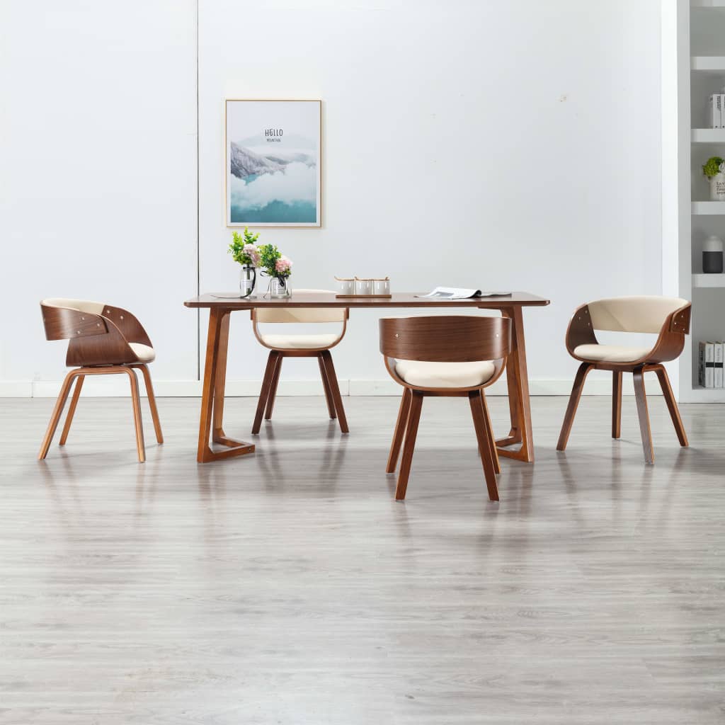vidaXL Dining Chair Kitchen Chair with Armrests Bent Wood and Faux Leather-10