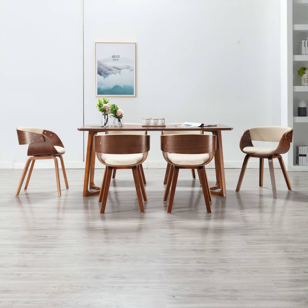 vidaXL Dining Chair Kitchen Chair with Armrests Bent Wood and Faux Leather-1