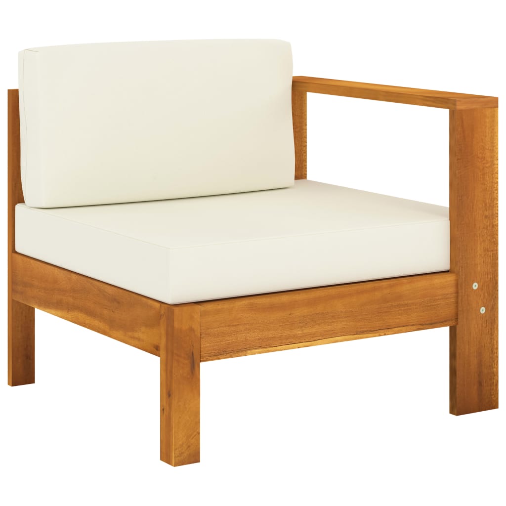 vidaXL 8 Piece Patio Lounge Set with Cream White Cushions Acacia Wood-3