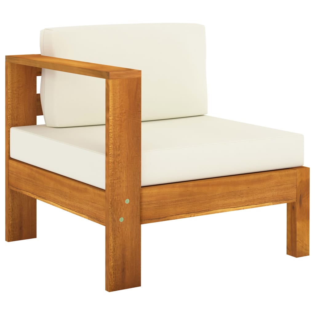 vidaXL 8 Piece Patio Lounge Set with Cream White Cushions Acacia Wood-4