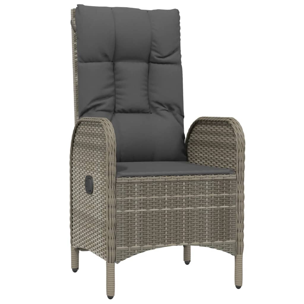 vidaXL 3 Piece Patio Dining Set with Cushions Gray Poly Rattan-4