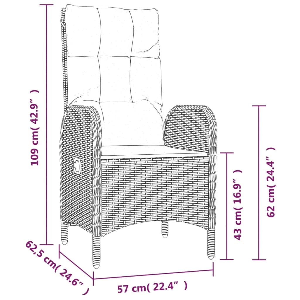 vidaXL 3 Piece Patio Dining Set with Cushions Gray Poly Rattan-1