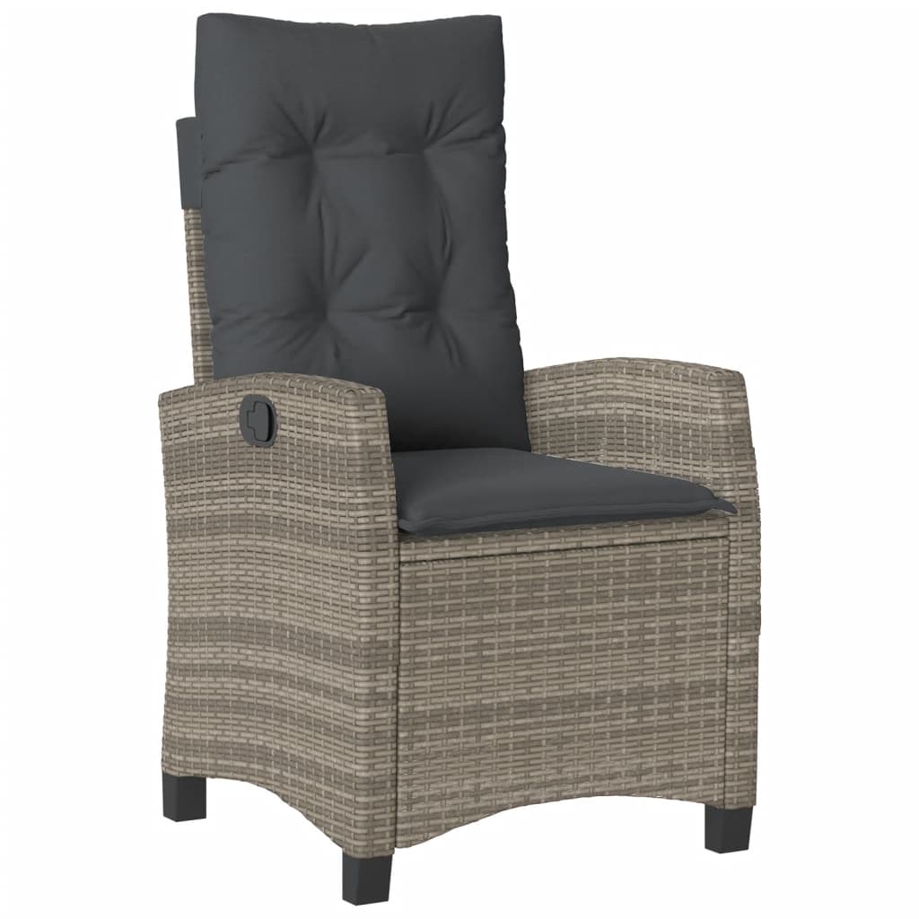 vidaXL 5 Piece Patio Dining Set with Cushions Gray Poly Rattan-4