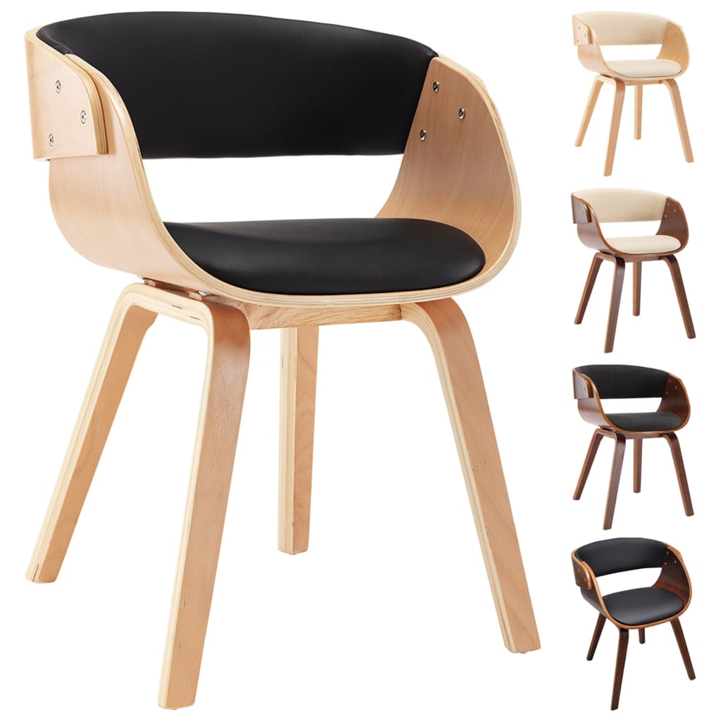 vidaXL Dining Chair Kitchen Chair with Armrests Bent Wood and Faux Leather-8