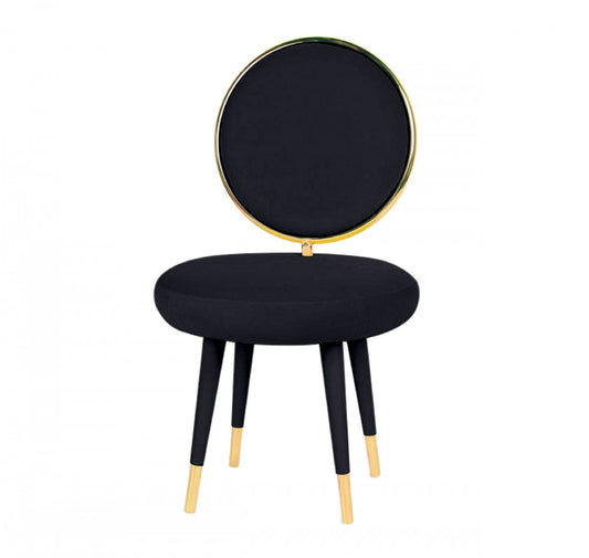 Set of Two 21" Black And Black And Gold Velvet Side Chair-0