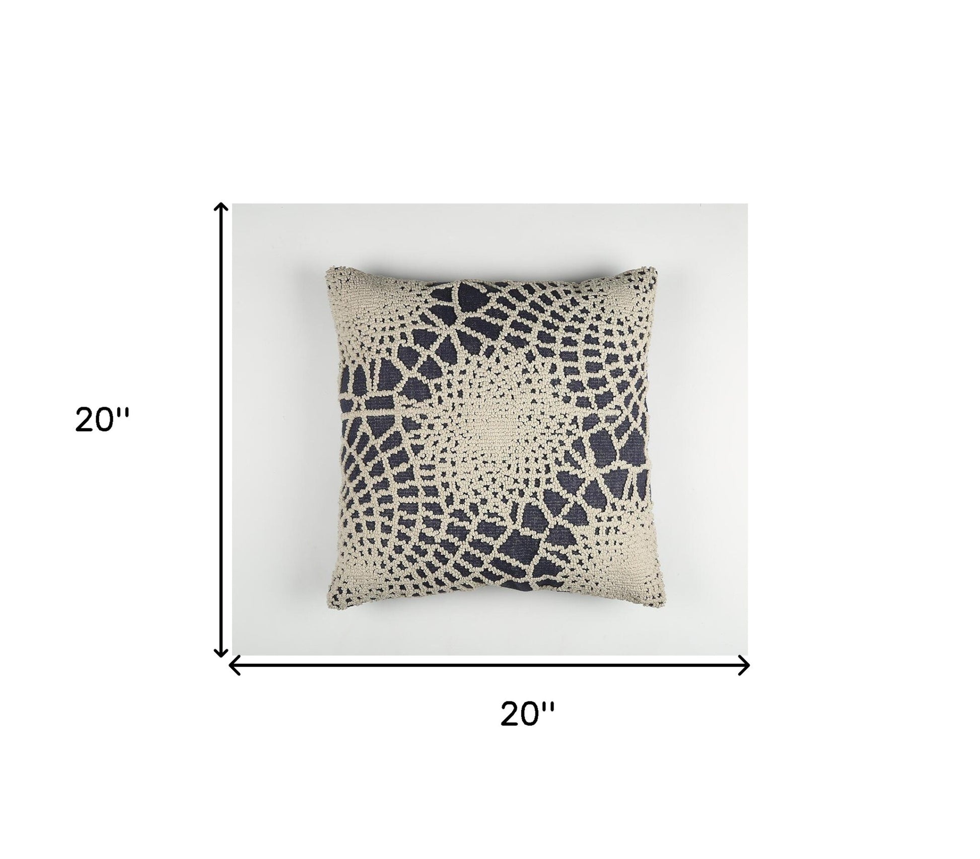20" Blue and Ivory Hand Woven Abstract Indoor Outdoor Throw Pillow Cover With Texture-6