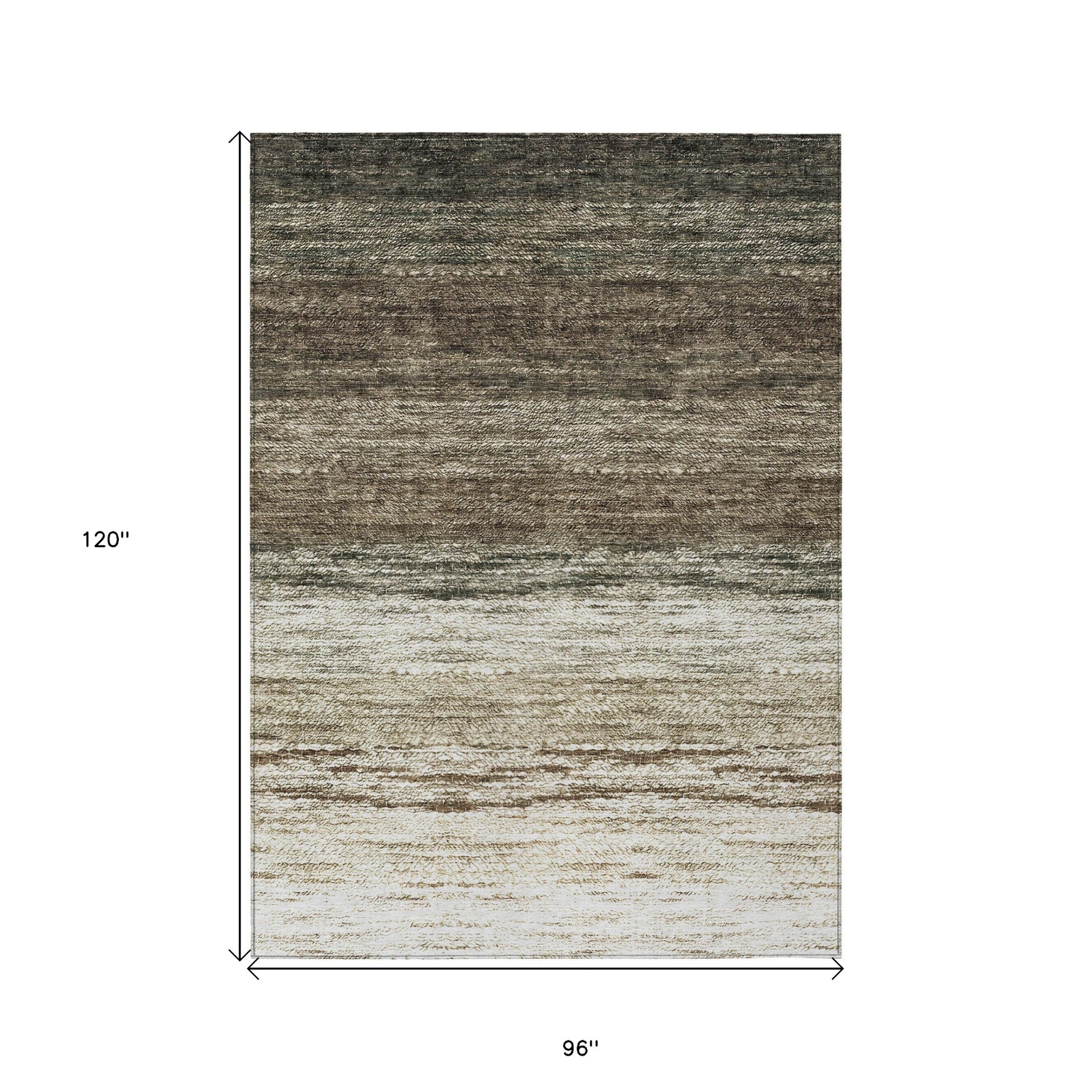 8' X 10' Brown Beige And Tan Ombre Washable Indoor Outdoor Area Rug-2