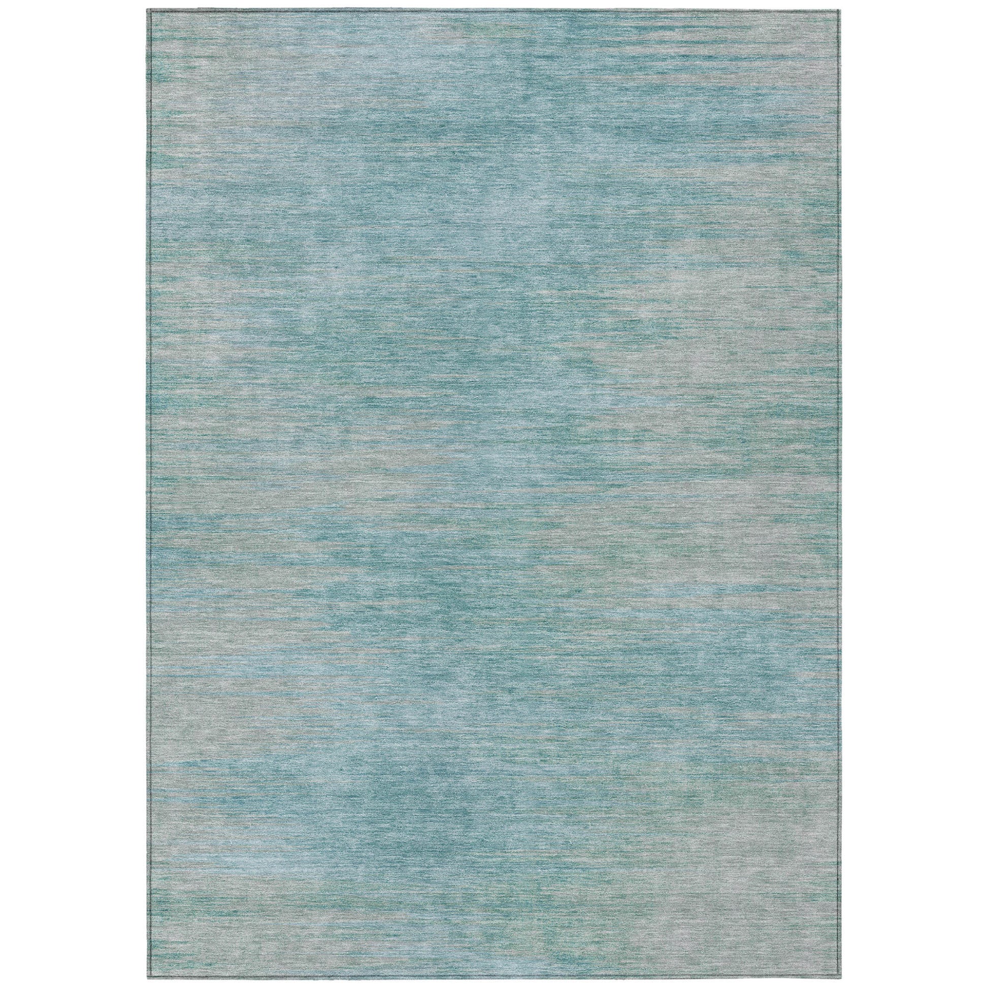 3' X 5' Aqua Teal Blue And Gray Abstract Washable Indoor Outdoor Area Rug-1