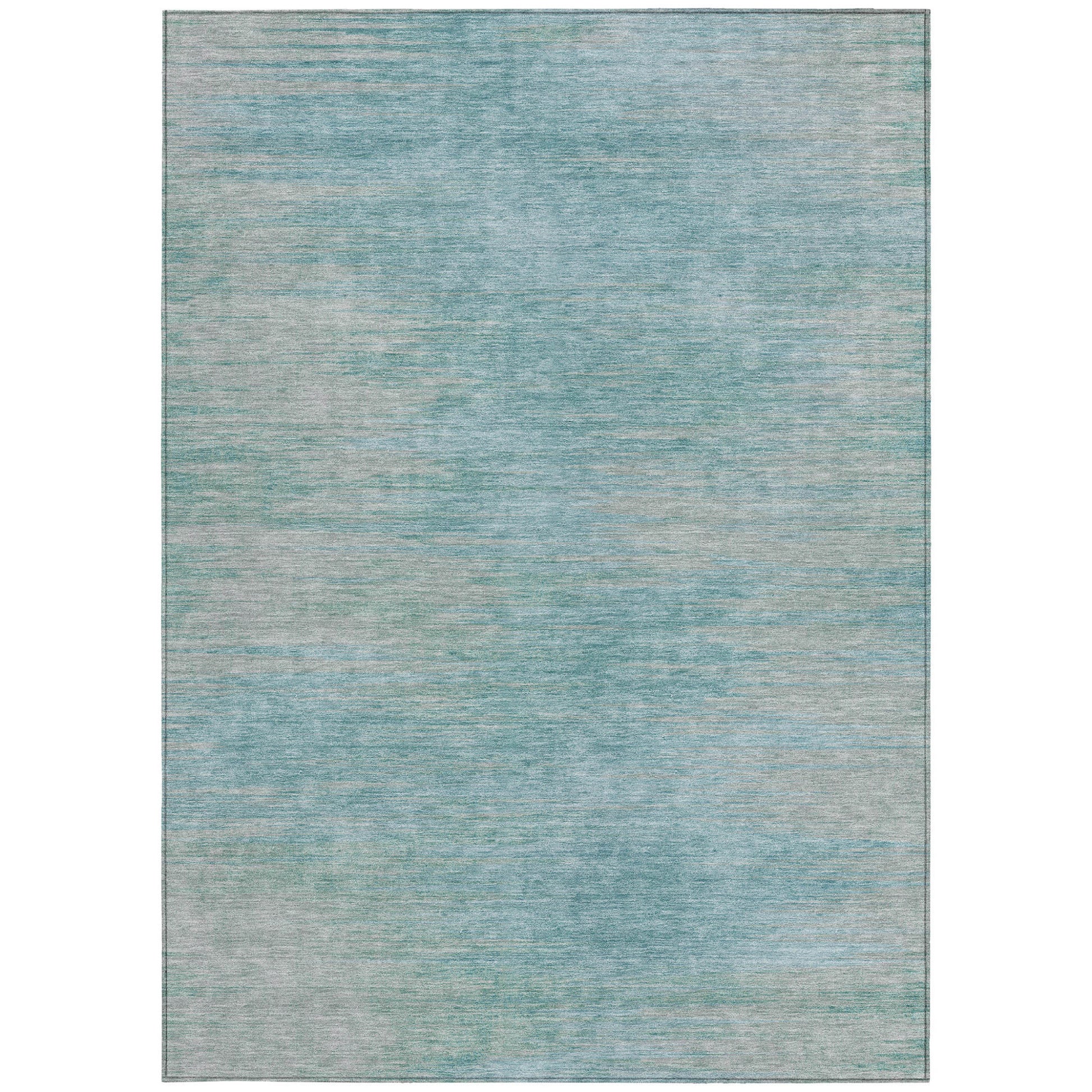 3' X 5' Aqua Teal Blue And Gray Abstract Washable Indoor Outdoor Area Rug-4