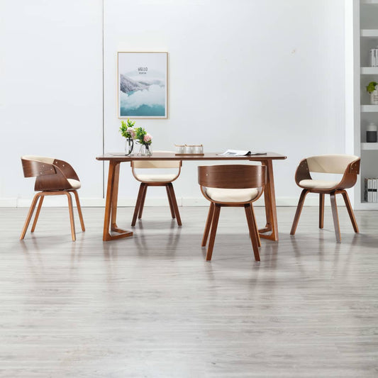 vidaXL Dining Chair Kitchen Chair with Armrests Bent Wood and Faux Leather-10
